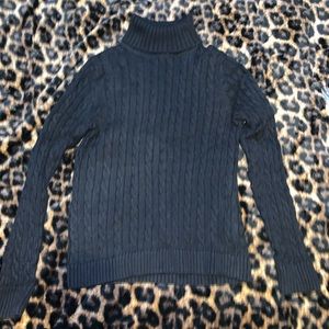 L.L. Bean black Turtle neck cable knit sweater